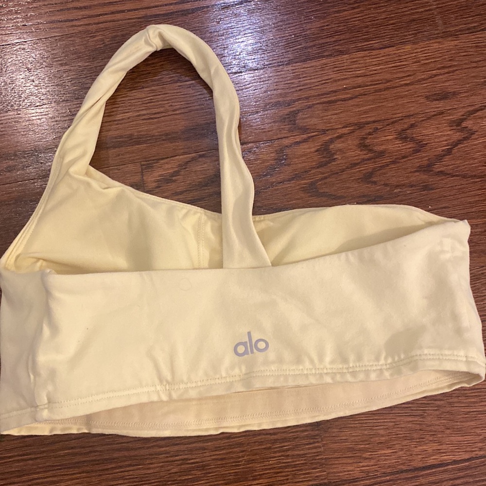 Alo yellow one strap sports bra